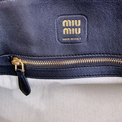 MIU MIU AVENTURE NAPPA BAG 33 IN BLACK LAMBSKIN GOLD HARDWARE
