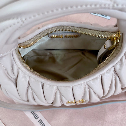 MIU MIU WANDER MATELASSÉ NAPPA MINI BAG 18 IN NUDE PINK LAMBSKIN