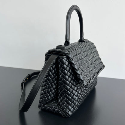 BOTTEGA VENETA PATTI SHOULDER BAG 26 IN BLACK LAMBSKIN