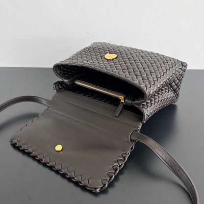BOTTEGA VENETA PATTI SHOULDER BAG 26 IN CHOCOLATE LAMBSKIN