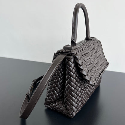 BOTTEGA VENETA PATTI SHOULDER BAG 26 IN CHOCOLATE LAMBSKIN