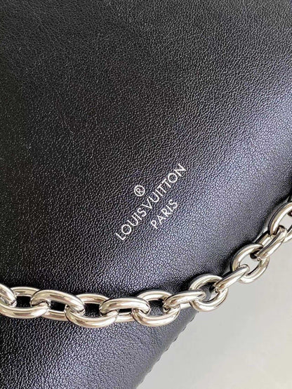 LOUIS VUITTON SLIM TRUNK 23 IN BLACK CALFSKIN SILVER HARDWARE