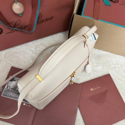 LORO PIANA EXTRA BAG L27 IN LIGHT PINK SMOOTH CALFSKIN WITH GOLD HARDWARE