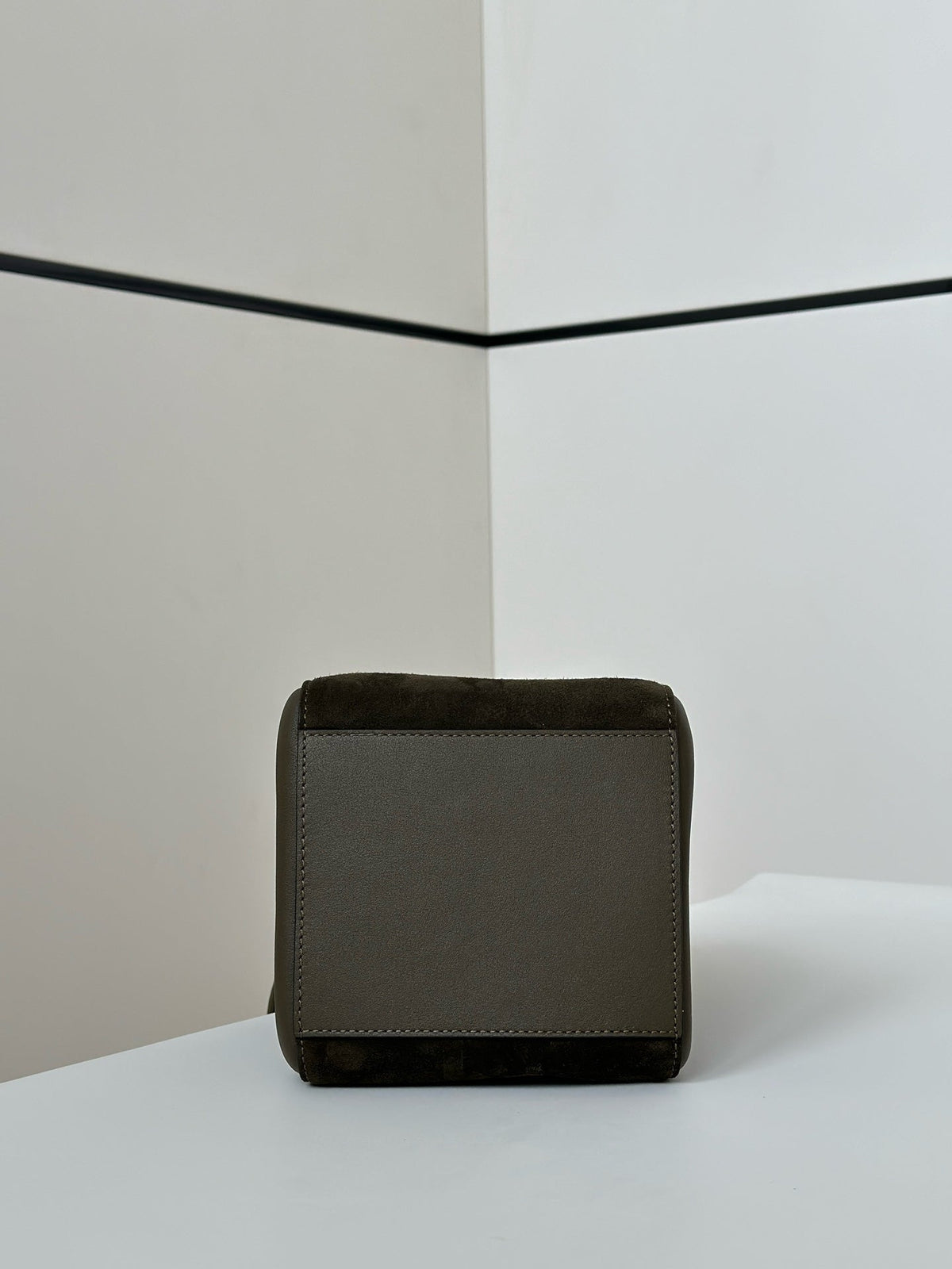 FENDI ORIGAMI MINI 19 IN ARMY GREEN LAMBSKIN AND SUEDE