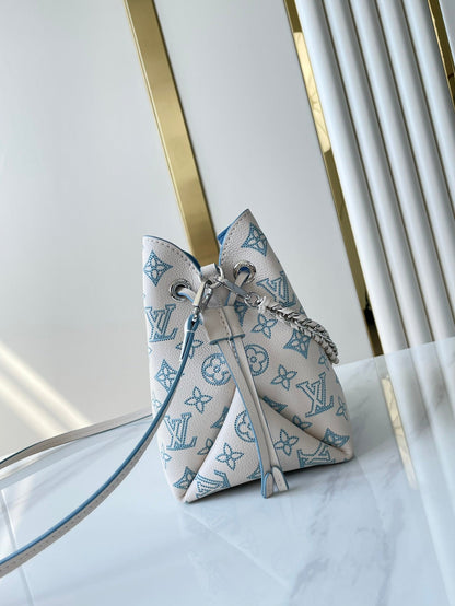 LOUIS VUITTON BELLA 22 IN WHITE PERFORATED CALFSKIN SILVER HARDWARE