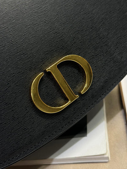 DIOR SMALL 19 MONTAIGNE AVENUE TOP HANDLE BAG BLACK SMOOTH CALFSKIN