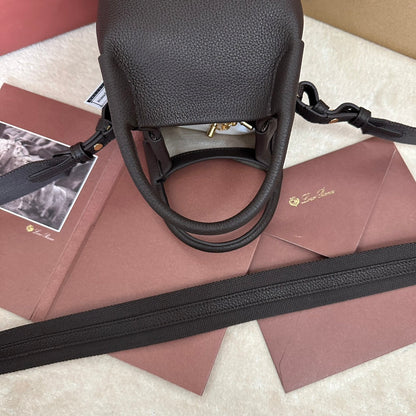 LORO PIANA MICRO BALE BAG IN CHOCOLATE BROWN CALFSKIN
