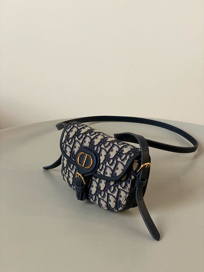 DIOR BOBBY EAST-WEST BAG 17 IN BLACK OBLIQUE JACQUARD