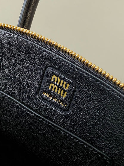 MIU MIU AVENTURE NAPPA MINI BAG 21 IN BLACK CALFSKIN GOLD HARDWARE