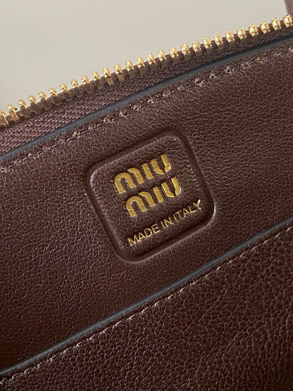 MIU MIU AVENTURE NAPPA MINI BAG 21 IN BRUNETTE BROWN CALFSKIN GOLD HARDWARE