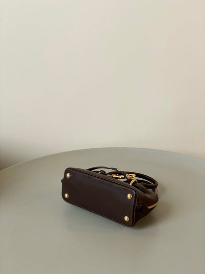 MIU MIU AVENTURE NAPPA MINI BAG 21 IN BRUNETTE BROWN CALFSKIN GOLD HARDWARE