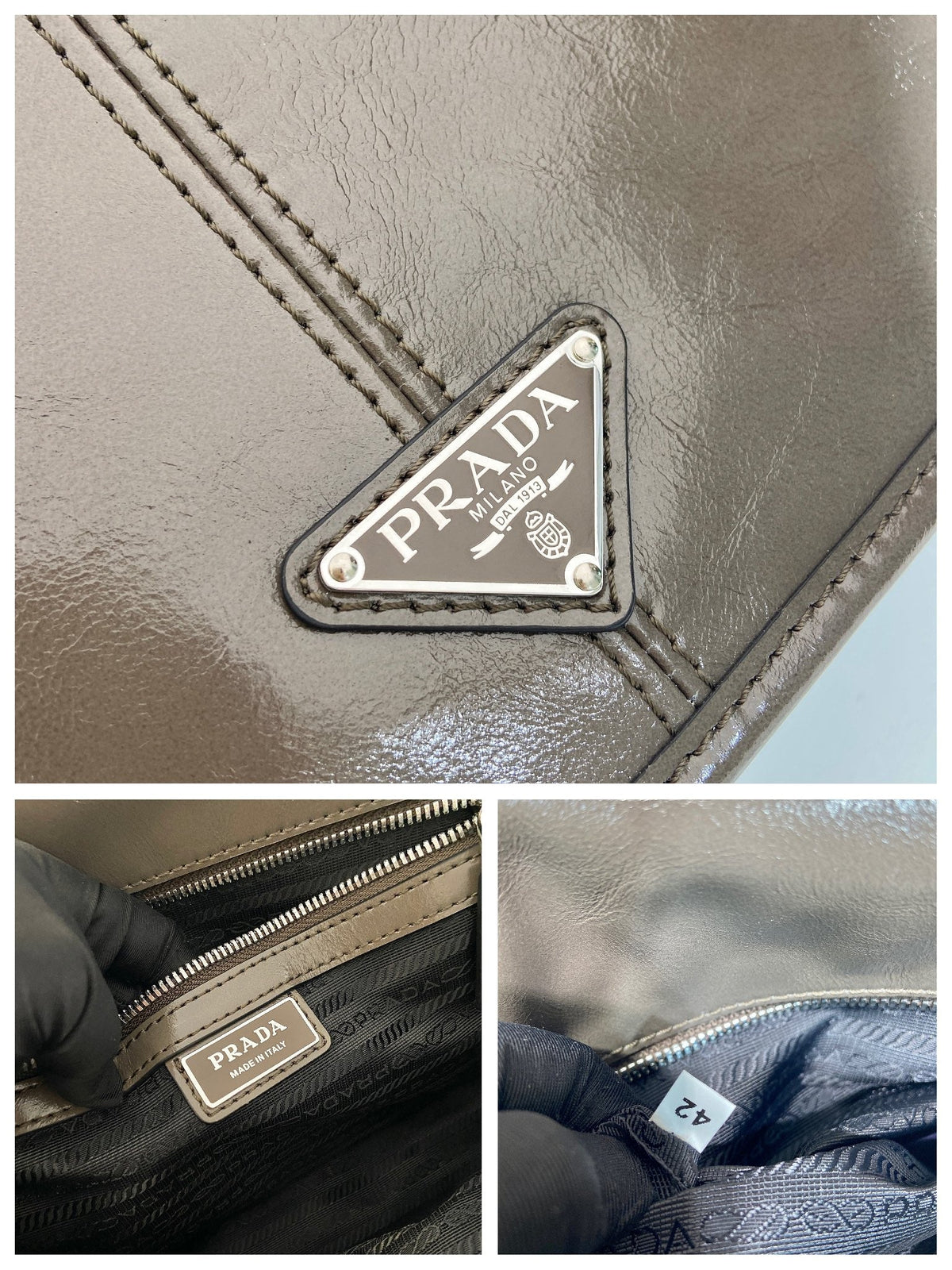 PRADA MESSENGER BAG 30 IN TROUT GRAY SOFT AND SHINY CALFSKIN