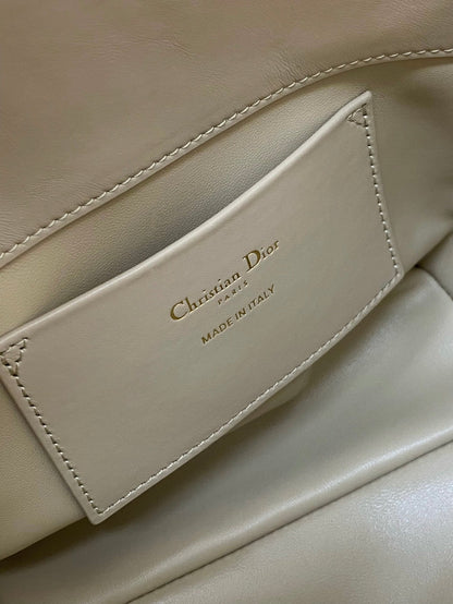 DIOR MINI TOUJOURS BUCKET BAG 18 IN BEIGE CANNAGE CALFSKIN