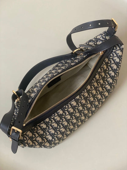 DIOR LARGE D-JOURNEY SHOULDER BAG 33 IN BLACK MONOGRAM OBLIQUE JACQUARD