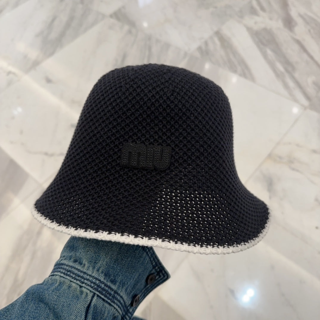 MIU MIU MM BUCKET IN BLACK MESH FABRIC
