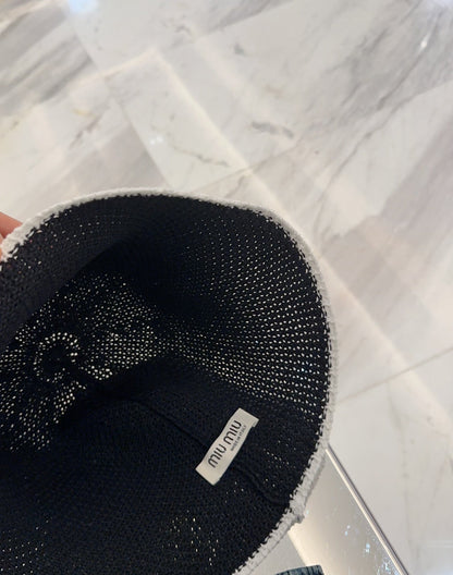 MIU MIU MM BUCKET IN BLACK MESH FABRIC