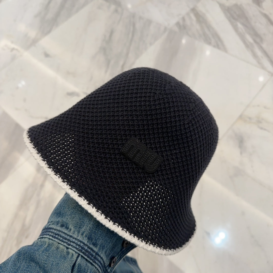 MIU MIU MM BUCKET IN BLACK MESH FABRIC