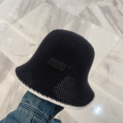 MIU MIU MM BUCKET IN BLACK MESH FABRIC