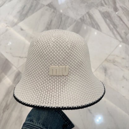 MIU MIU MM BUCKET IN WHITE MESH FABRIC