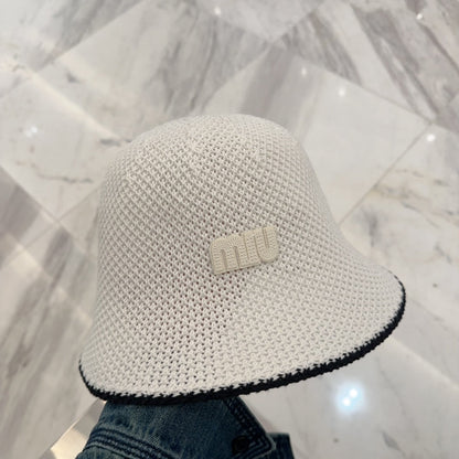 MIU MIU MM BUCKET IN WHITE MESH FABRIC
