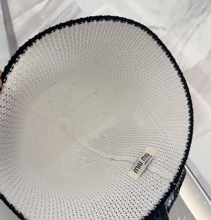 MIU MIU MM BUCKET IN WHITE MESH FABRIC