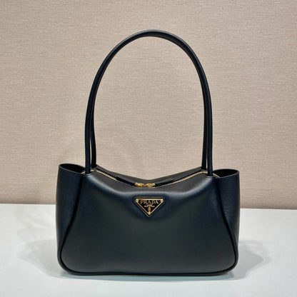 PRADA 28 LARGE BLACK CALFSKIN HANDBAG