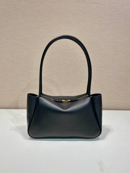 PRADA 28 LARGE BLACK CALFSKIN HANDBAG