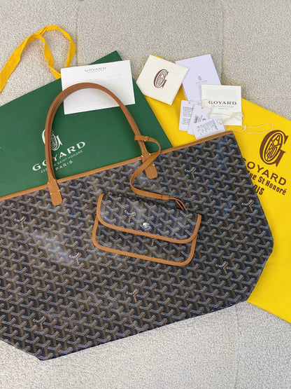 GOYARD SAINT LOUIS GM 40CM BLACK AND TAN CANVAS