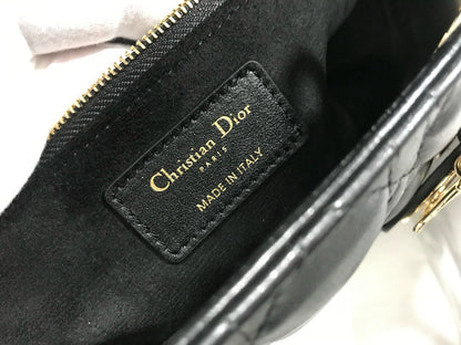 DIOR LARGE 32 LADY BAG IN BLACK LAMBSKIN WITH GOLD HARDWARE