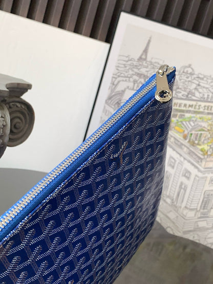 GOYARD SENAT POCHETTE IN SKY BLUE GOYARDINE CANVAS