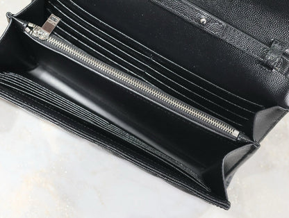 SAINT LAURENT WOC 23 IN BLACK CAVIAR LAMBSKIN SILVER HARDWARE