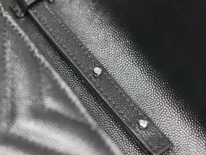 SAINT LAURENT WOC 23 IN BLACK CAVIAR LAMBSKIN SILVER HARDWARE