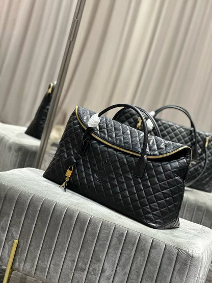 SAINT LAURENT ES GIANT 56 BLACK COWHIDE LEATHER TRAVEL BAG