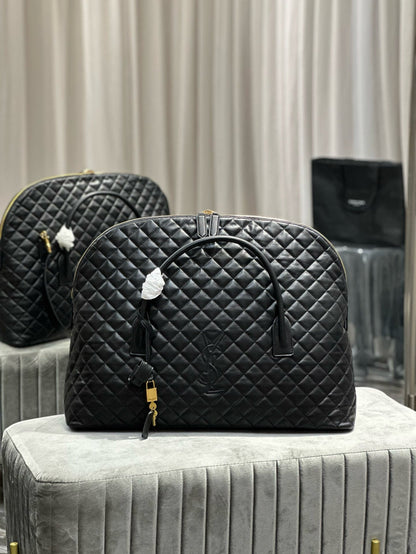 SAINT LAURENT ES GIANT 56 BLACK COWHIDE LEATHER TRAVEL BAG