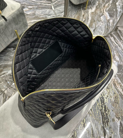 SAINT LAURENT ES GIANT 56 BLACK COWHIDE LEATHER TRAVEL BAG