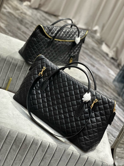 SAINT LAURENT ES GIANT 56 BLACK COWHIDE LEATHER TRAVEL BAG
