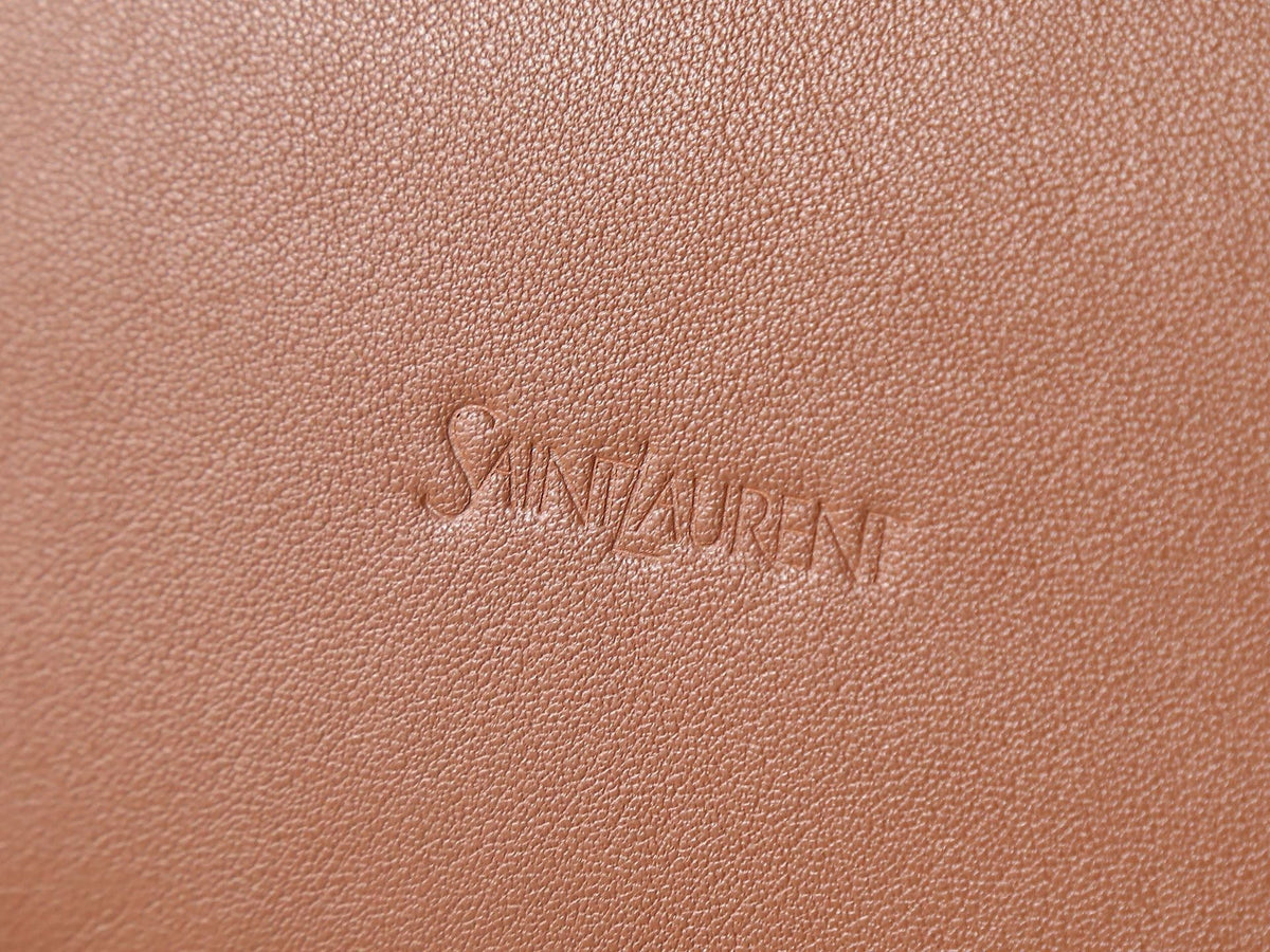 SAINT LAURENT YSL Y BUCKET BAG 30 IN BROWN CALFSKIN