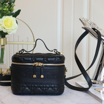 DIOR SMALL TRAVEL VANITY CASE BLACK LAMBSKIN