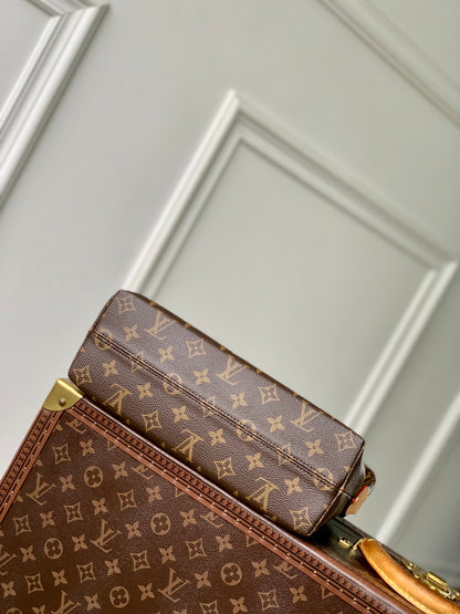 LOUIS VUITTON VIVIENNE 27 IN BROWN MONOGRAM COATED CANVAS GOLD LOCK