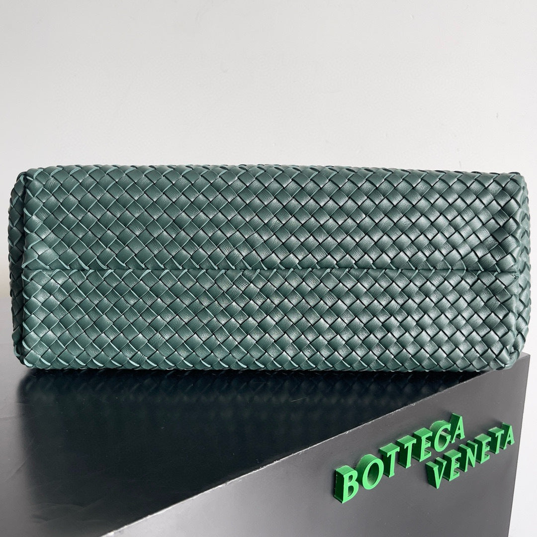 BOTTEGA VENETA 25S LARGE CABAT BAG 51 IN DEEP SLATE GREEN LAMBSKIN