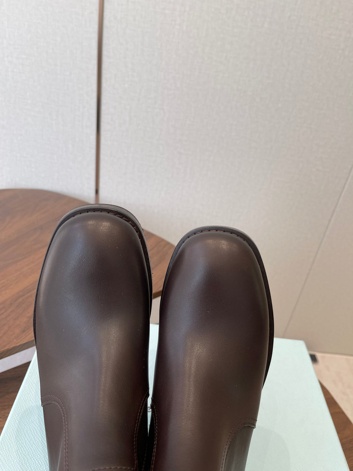 PRADA 25S COWBOY BOOTS IN RK BROWN CALFSKIN
