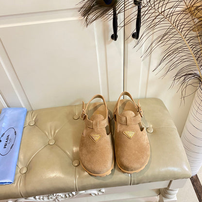PRADA RUBBER SOLE SANLS IN RK BEIGE SUEDE