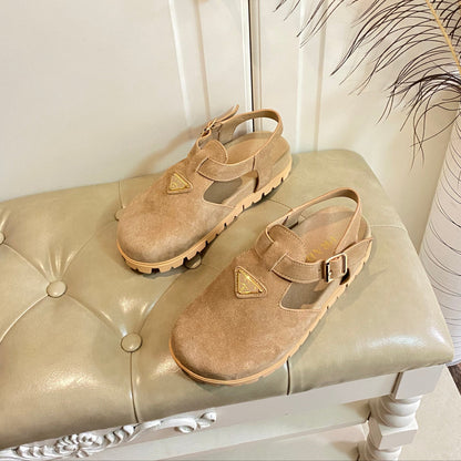 PRADA RUBBER SOLE SANLS IN RK BEIGE SUEDE