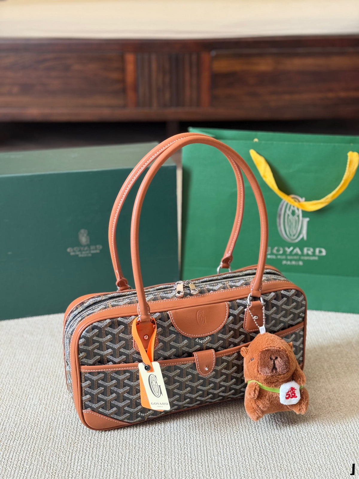 GOYARD SAINT MARTIN MINI BAG 22 IN BROWN GOYARDINE CANVAS AND CALFSKIN