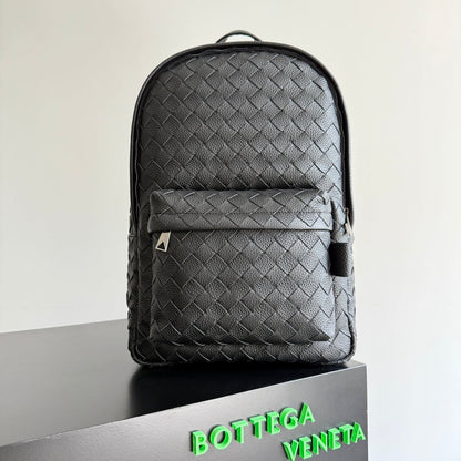BOTTEGA VENETA 25S INTRECCIATO BAG 46 IN BLACK CALFSKIN SILVER HARDWARE