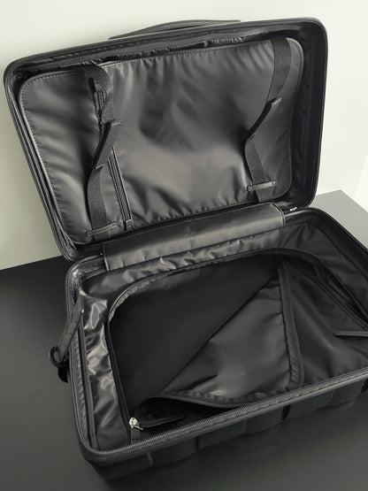 BOTTEGA VENETA 25S ODYSSEY CABIN 3D INTRECCIO PATTERN LUGGAGE 55 IN BLACK CALFSKIN