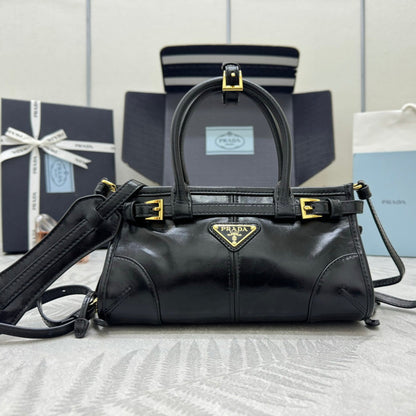 PRADA 25S BONNIE MINI HANDBAG 23 IN BLACK CALFSKIN GOLD HARDWRE