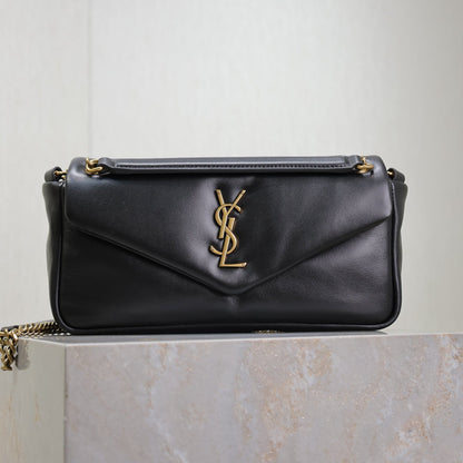SAINT LAURENT YSL 25S CALYPSO HANDBAG 26 IN BLACK LAMBSKIN GOLD HARDWARE