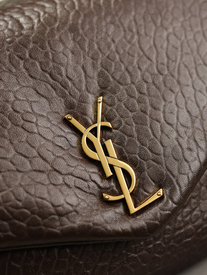 SAINT LAURENT YSL 25S CALYPSO GM 38 IN DARK CHOCOLATE CALFSKIN GOLD HARDWARE