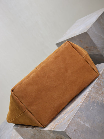 SAINT LAURENT YSL 25S Y MAXI TOTE 50 IN CARAMEL SUEDE GOLD HARDWRE